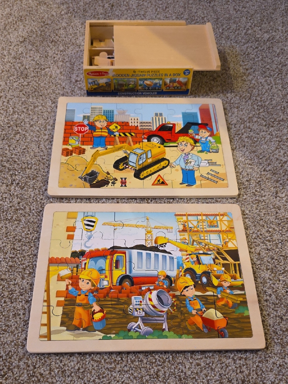 Melissa & Doug 4 Construction 12 Piece & 2 Construction 24 Piece Wooden Puzzles
